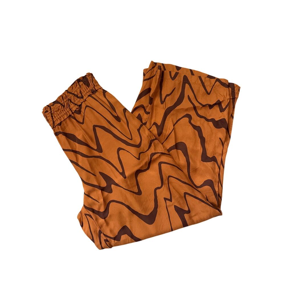 Anthropologie Split Hem Wide Leg Pull On Pants‎ in Abstract Brown Size Small - Picture 7 of 12